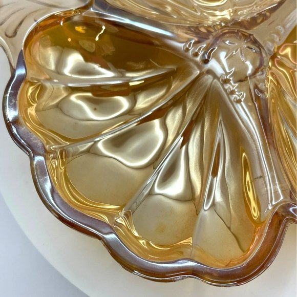 Vintage Jeanette Marigold Carnival Depression Glass Iridescent Doric Candy/Trink - Picture 9 of 9